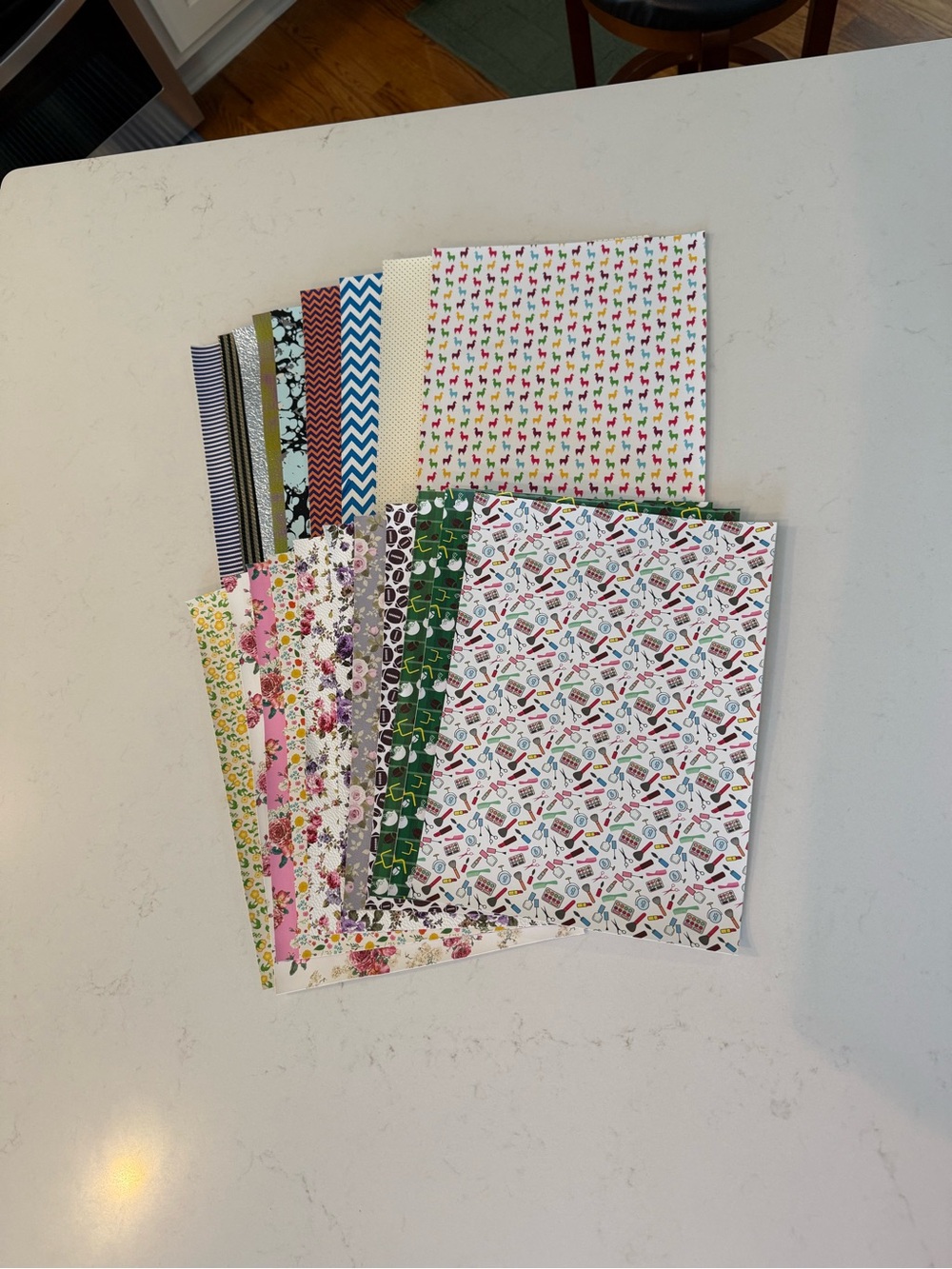 Assorted Patterned Faux Leather Sheets - Floral, Chevron, Novelty Prints